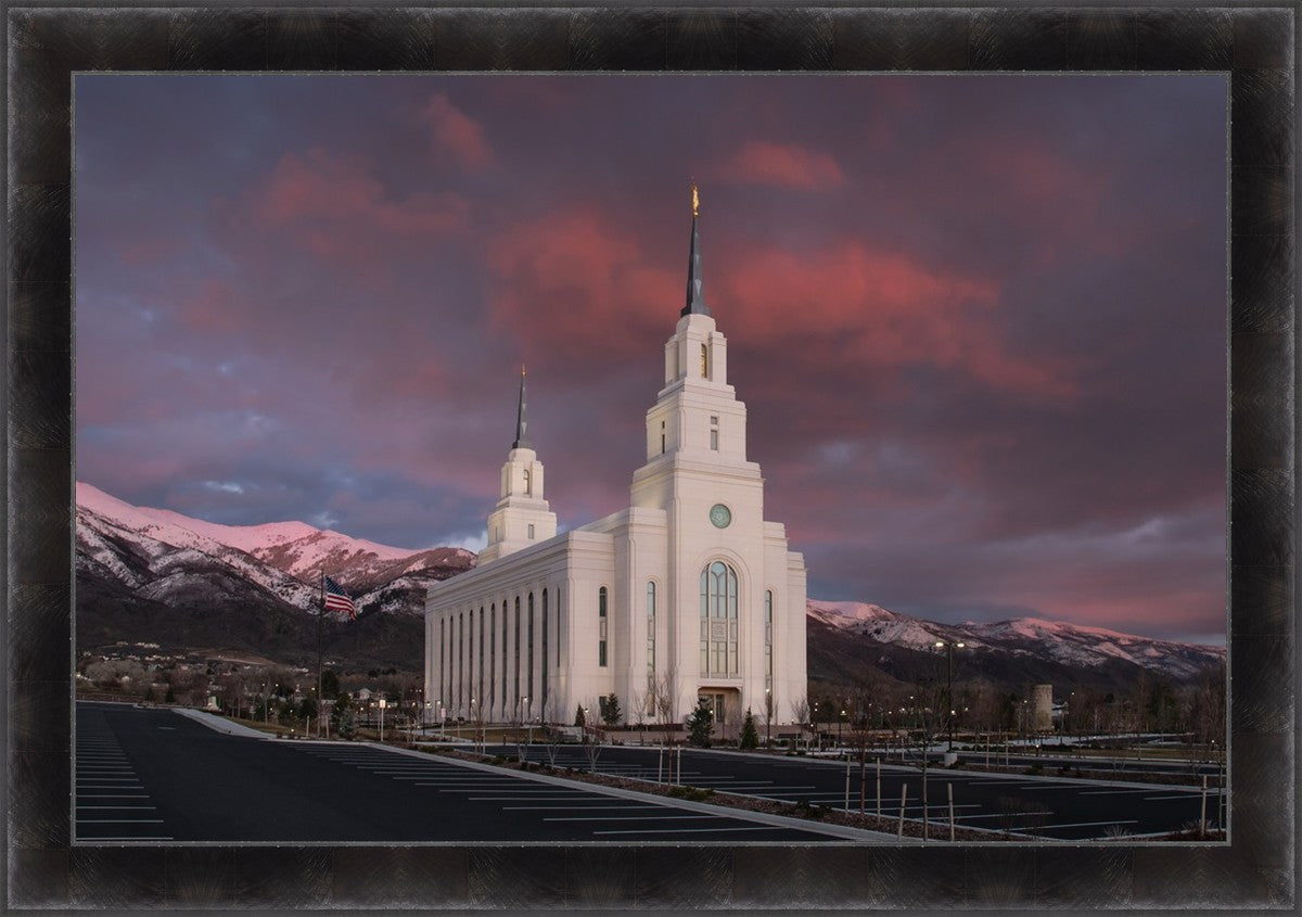 Layton Utah Pink Winter Sunset  Large Wall Art