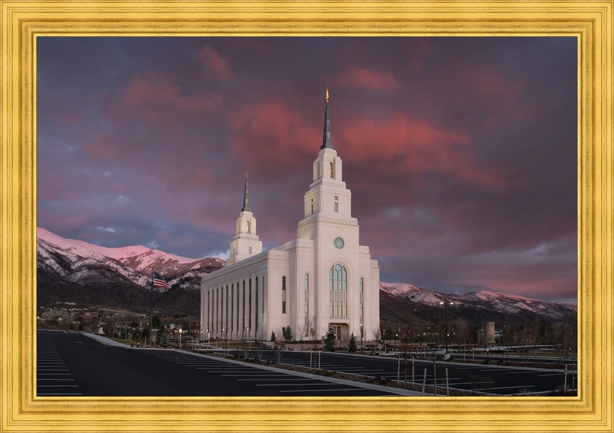 Layton Utah Pink Winter Sunset  Large Wall Art