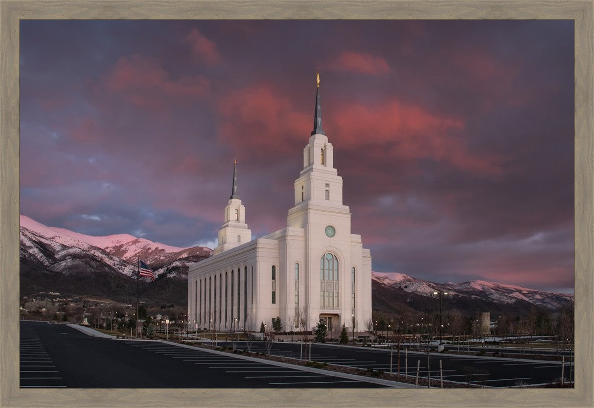 Layton Utah Pink Winter Sunset  Large Wall Art