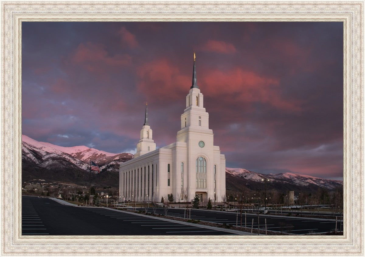 Layton Utah Pink Winter Sunset  Large Wall Art