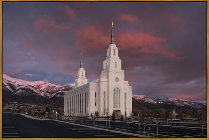 Layton Utah Pink Winter Sunset  Large Wall Art Gallery Wrap
