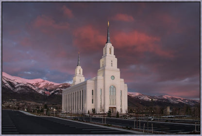 Layton Utah Pink Winter Sunset  Large Wall Art Gallery Wrap