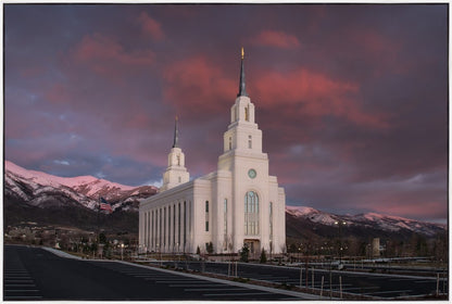 Layton Utah Pink Winter Sunset  Large Wall Art Gallery Wrap
