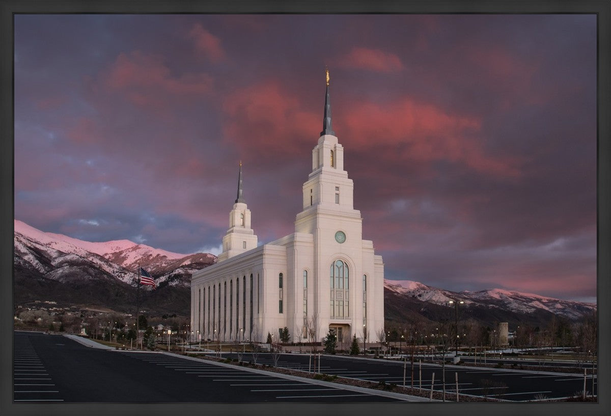 Layton Utah Pink Winter Sunset  Large Wall Art