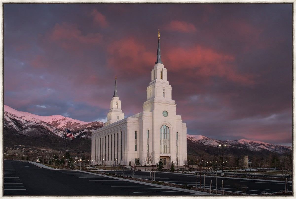 Layton Utah Pink Winter Sunset  Large Wall Art