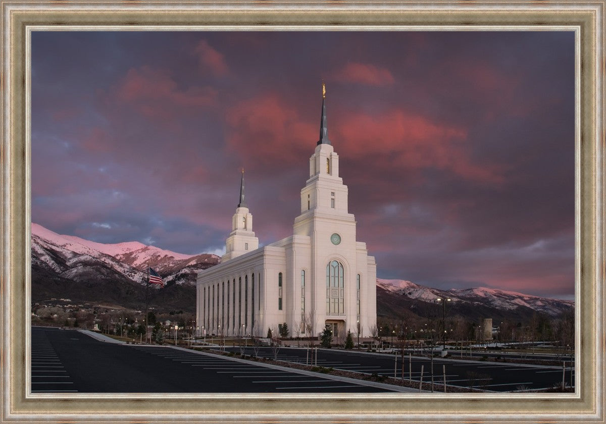 Layton Utah Pink Winter Sunset  Large Wall Art