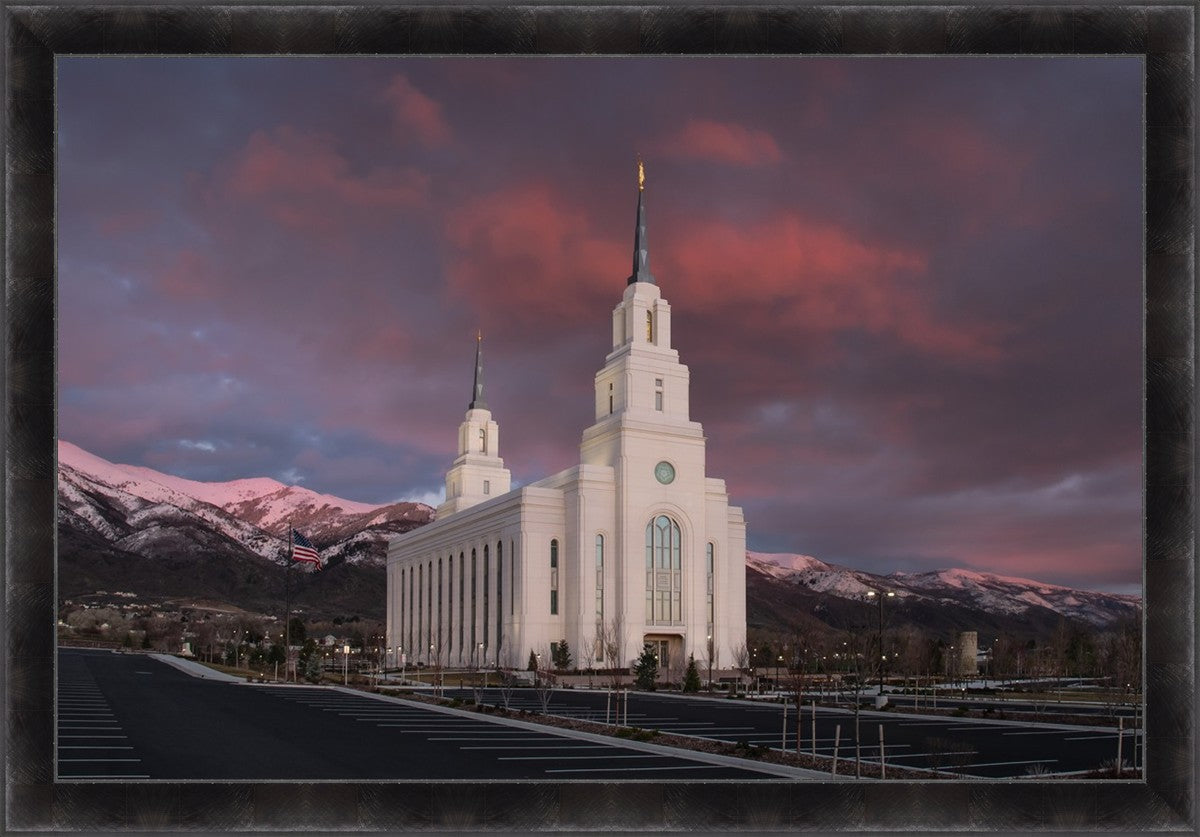 Layton Utah Pink Winter Sunset  Large Wall Art