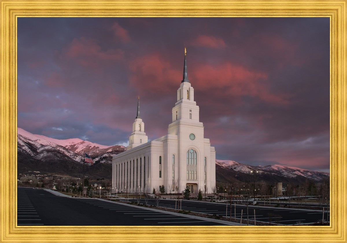 Layton Utah Pink Winter Sunset  Large Wall Art