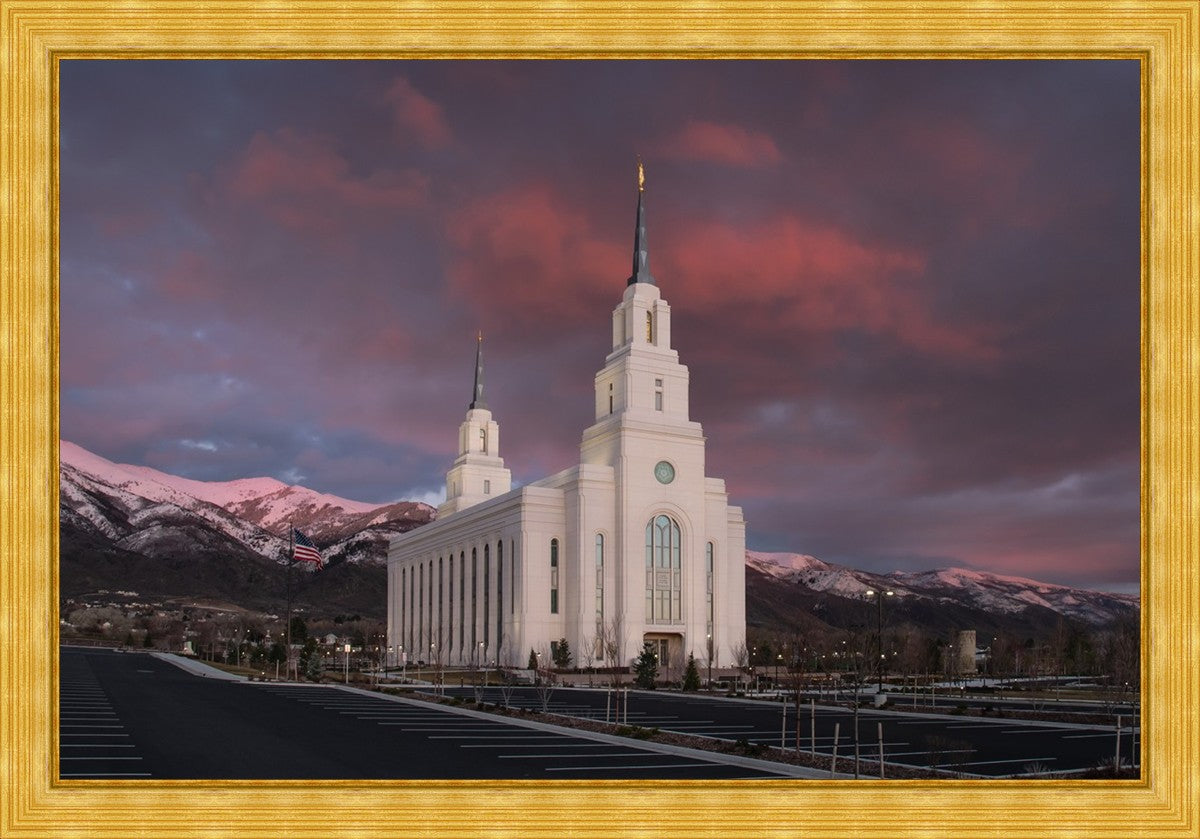 Layton Utah Pink Winter Sunset  Large Wall Art