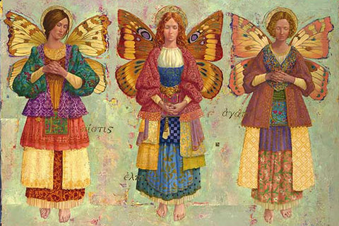 Faith, Hope & Charity by James Christensen Three angels with wings