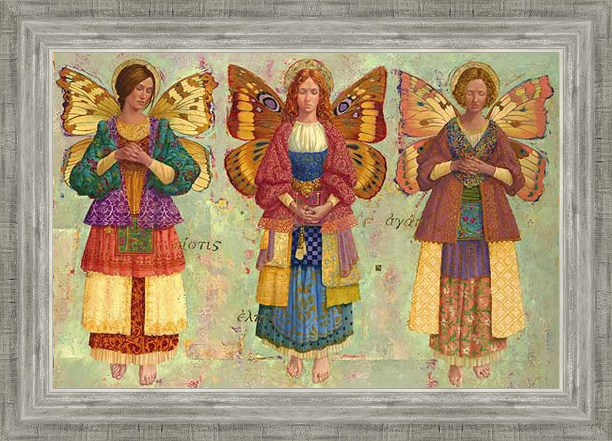 Faith, Hope & Charity by James Christensen Three angels with wings