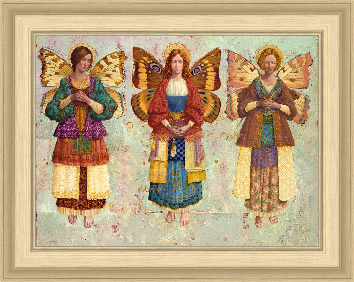Faith, Hope & Charity by James Christensen Three angels with wings