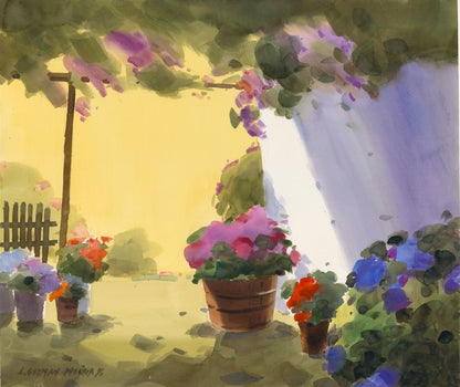 Pink Flower Pot Original Artwork