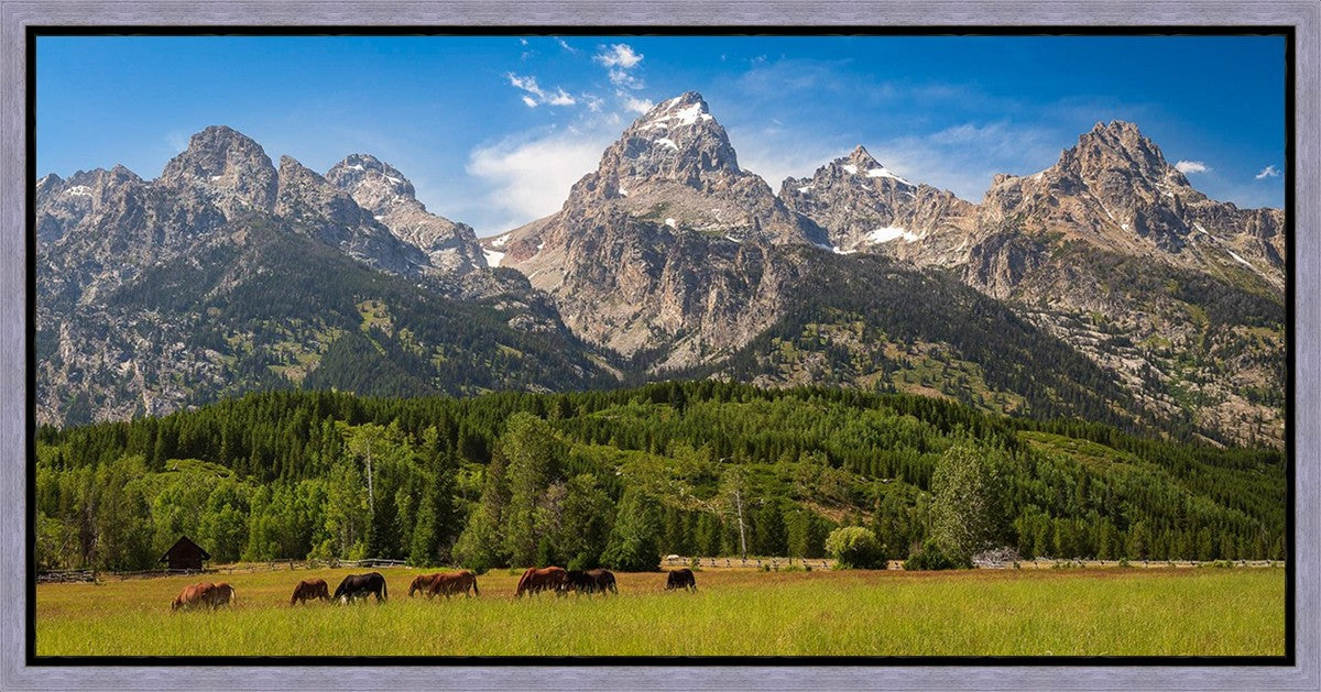 Panorama of Grand Teton Mountain Range, Wyoming