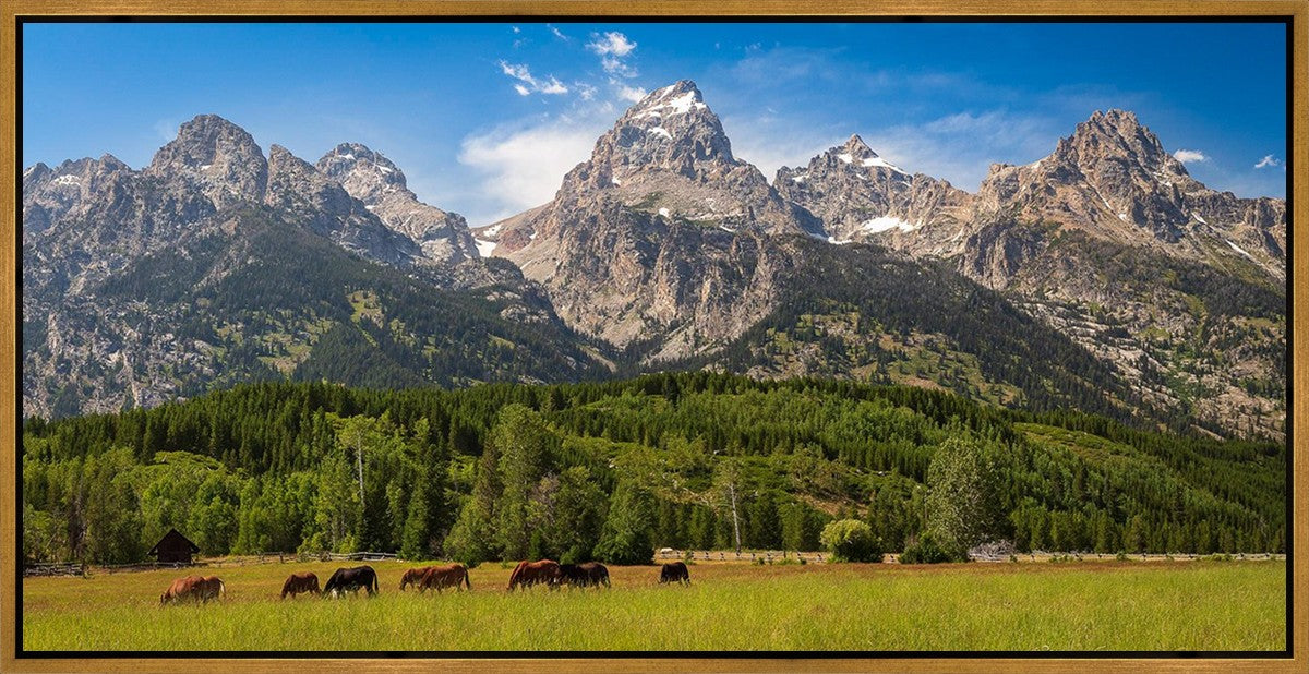 Panorama of Grand Teton Mountain Range, Wyoming