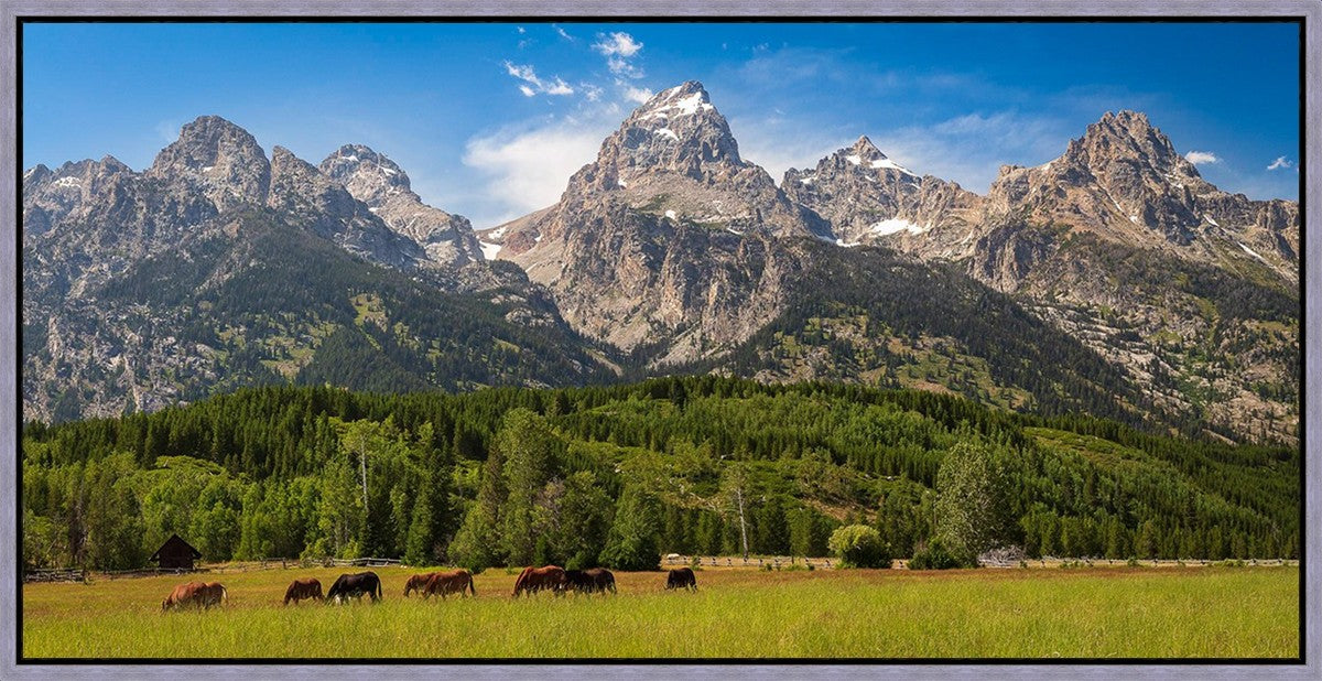 Panorama of Grand Teton Mountain Range, Wyoming
