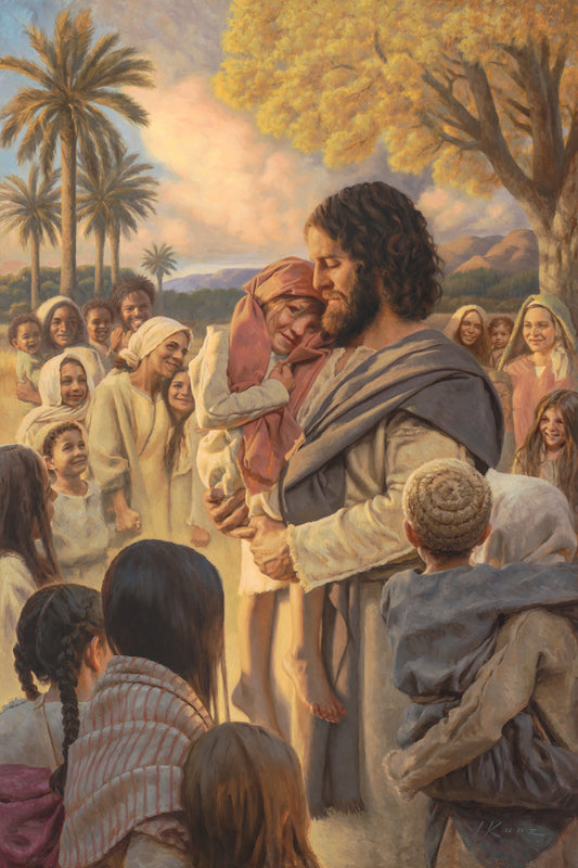 He Took Them Up In His Arms Large Wall Art