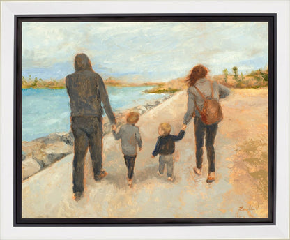 Family Walk On The Beach Gallery Wrap