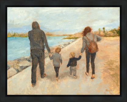 Family Walk On The Beach Gallery Wrap