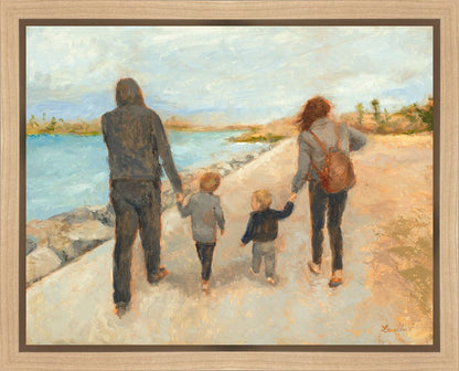 Family Walk On The Beach Gallery Wrap