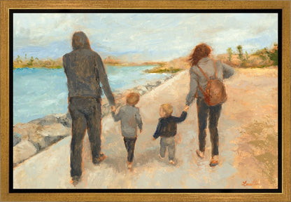 Family Walk On The Beach Gallery Wrap