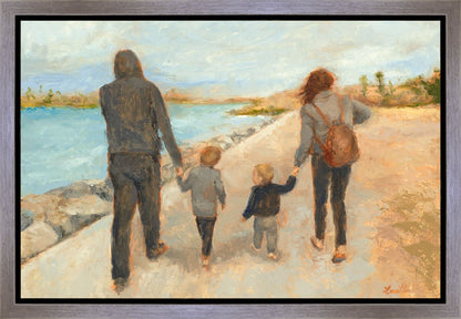 Family Walk On The Beach Gallery Wrap
