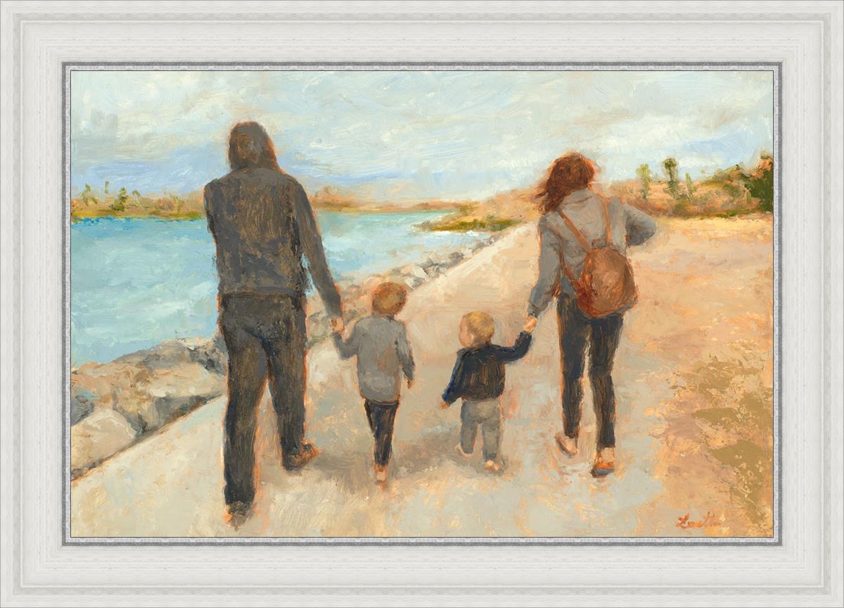 Family Walk On The Beach
