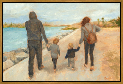 Family Walk On The Beach Gallery Wrap