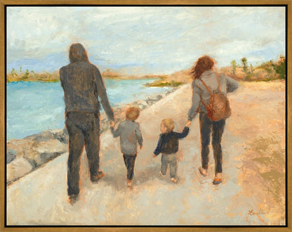 Family Walk On The Beach Gallery Wrap