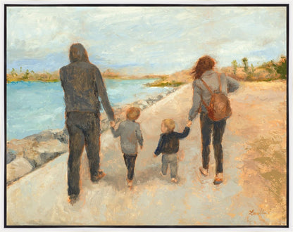 Family Walk On The Beach Gallery Wrap