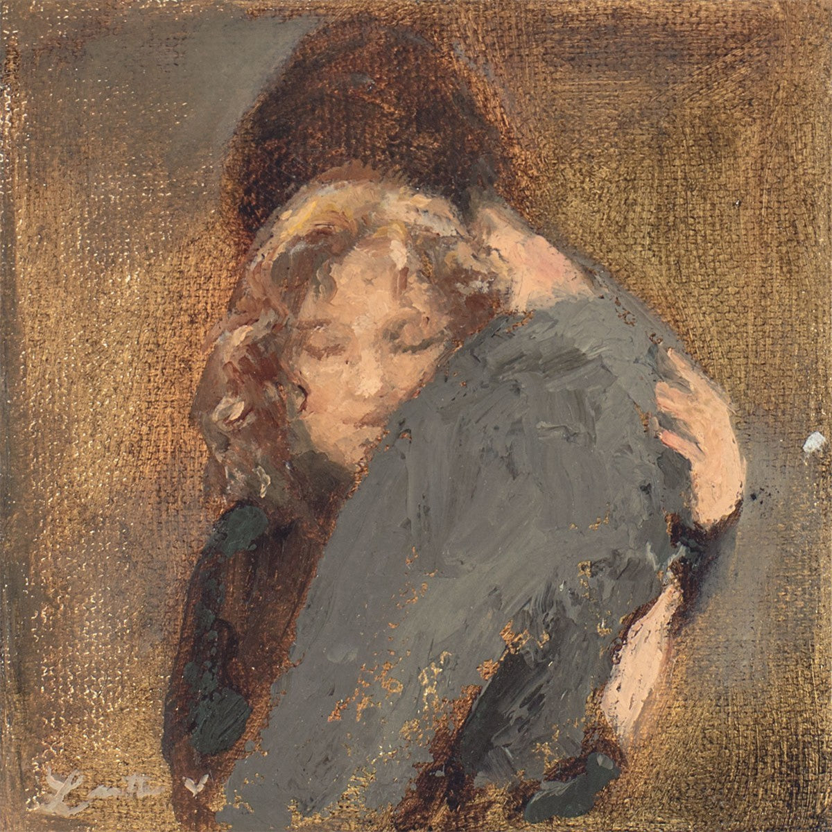 Hug by Lovetta Reyes Cairo featuring couple hugging on brown