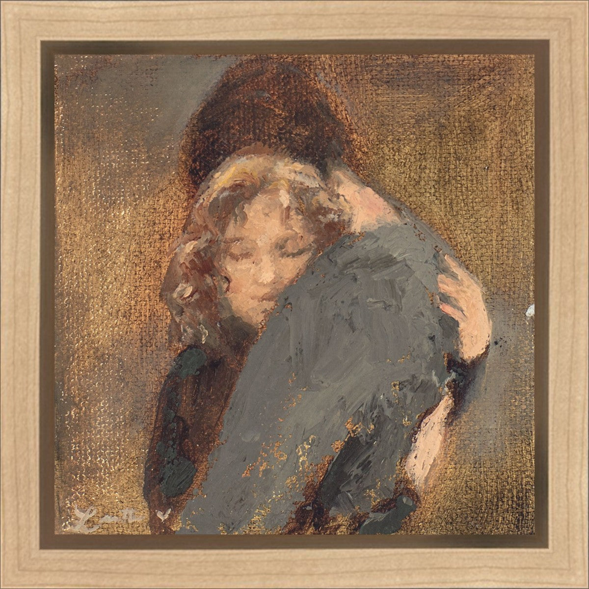 絵画 hug Hug by Lovetta Reyes Cairo featuring couple hugging on brown
