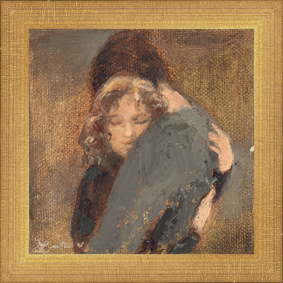 Hug by Lovetta Reyes Cairo featuring couple hugging on brown