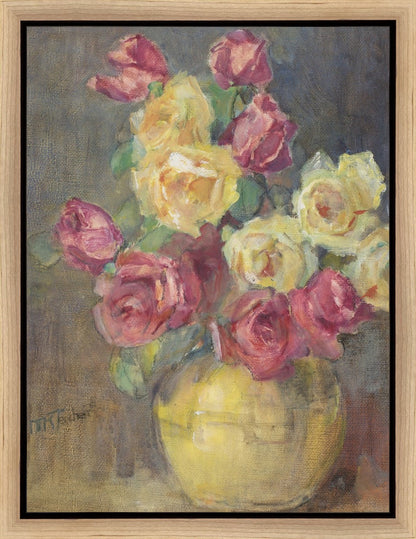Red and Yellow Roses in a Vase Gallery Wrap