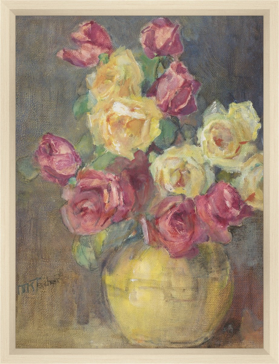 Red and Yellow Roses in a Vase