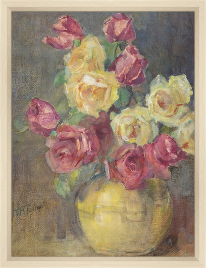 Red and Yellow Roses in a Vase