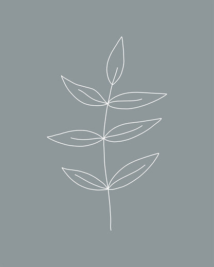 Minimalist Leaves Blue Gallery Wrap