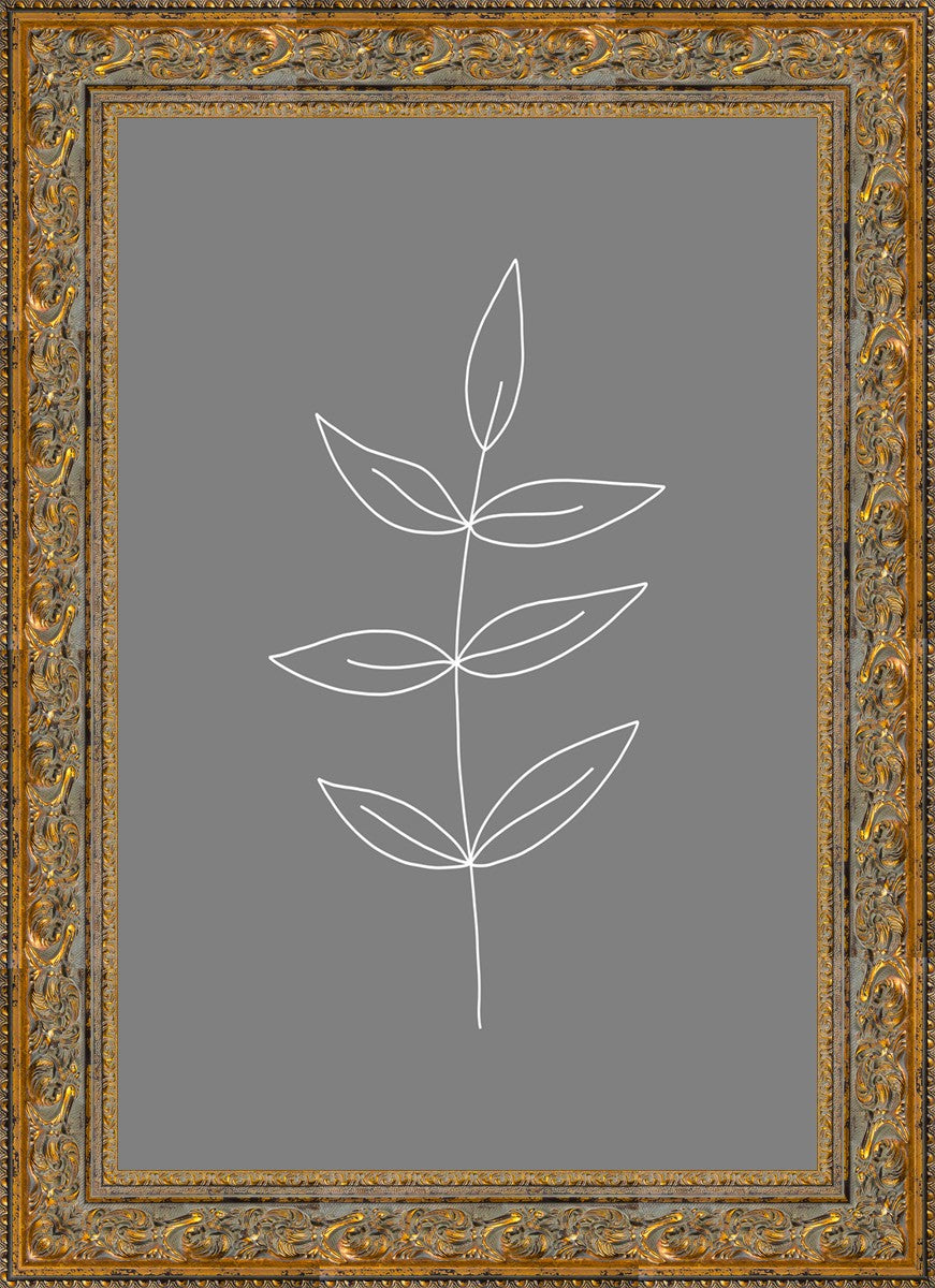 Minimalist Leaves Gray
