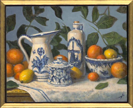 Delft and Citrus Still Life Original Artwork