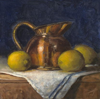 Copper and Lemons Study on Blue Original Artwork