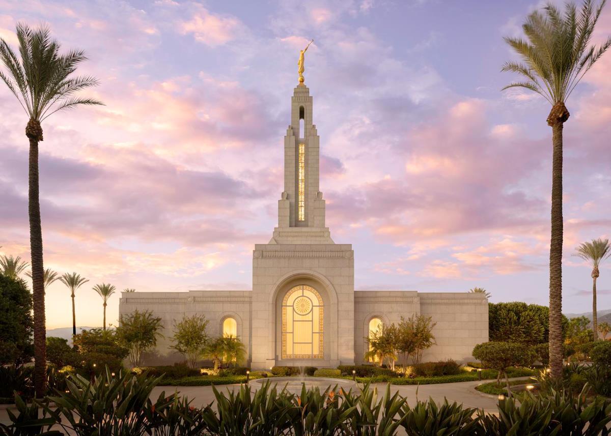 Redlands Temple Fountain Sunset