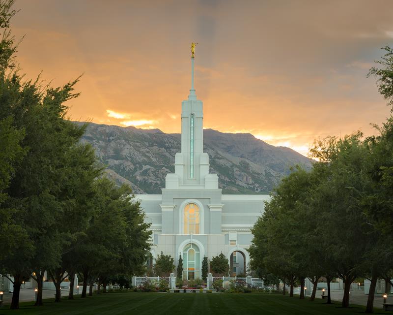 Mt Timp Temple at Sunset 14x11