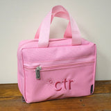 Pink CTR embroidered scripture tote with pink flower