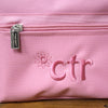 Pink CTR embroidered scripture tote with pink flower