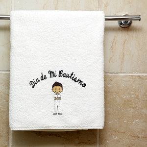 Boy Baptism Towel Embroidered with "Dia de Mi Bautismo" Spanish
