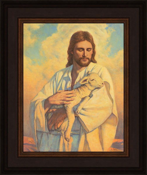 In His Arms by Del Parson features Jesus Christ in a white robe holding ...