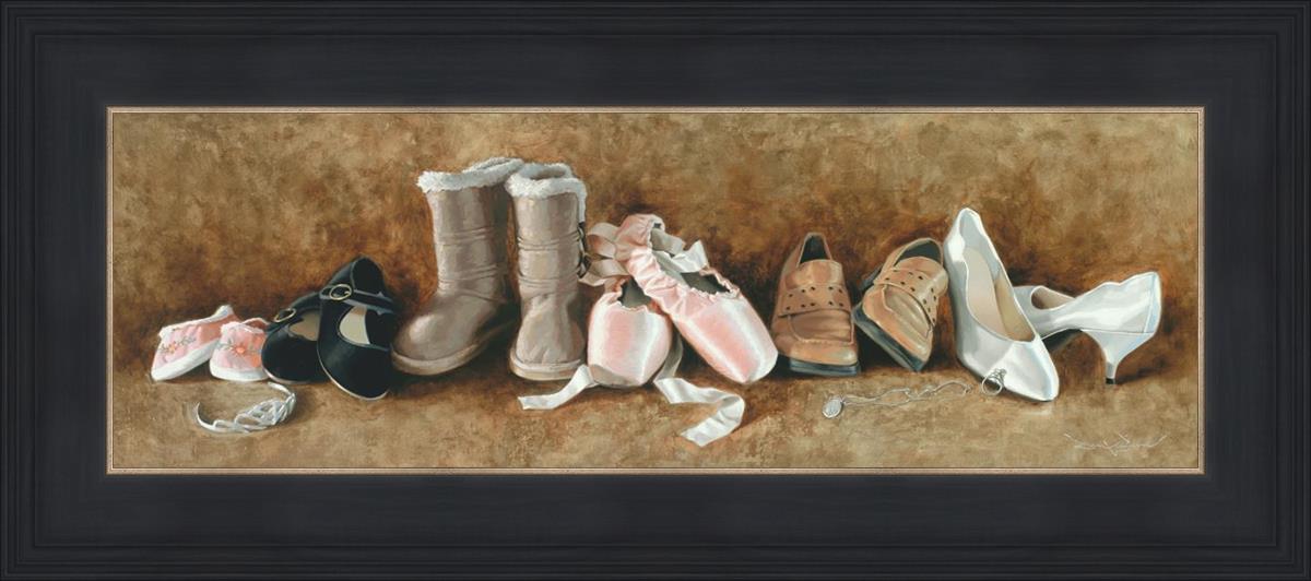 Princess to Eternal Queen by Dan Wilson Painting of 8 Pair of Female Girl-S Women-S Shoes That Show Progress Over Time White Shoes Pink Shoes Brown