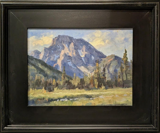 Last Light on Mt Moran Plein Air Original Artwork