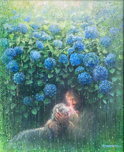 He Is My Refuge Mixed Media Original Painting 19.75 x 24