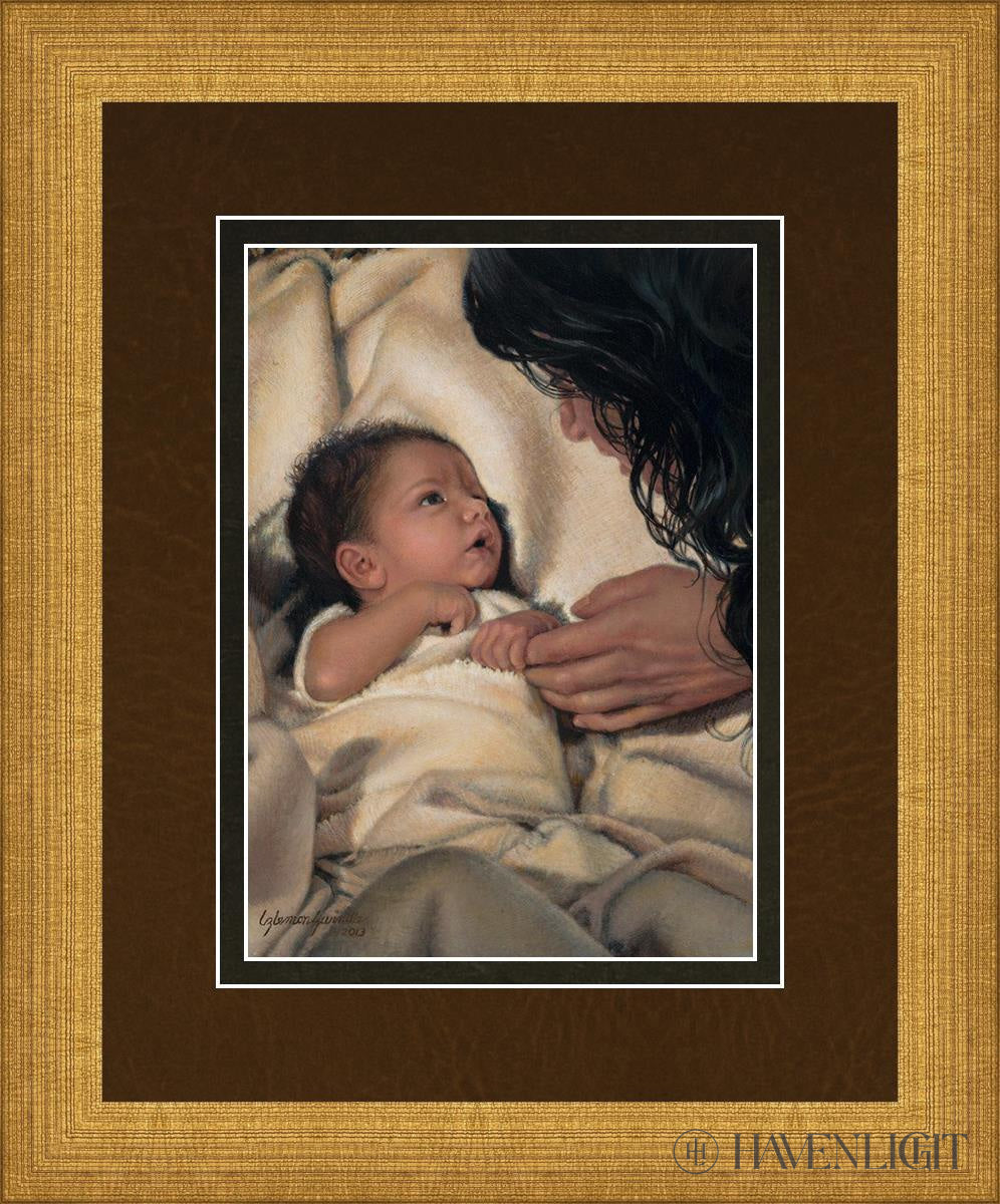 Babe Of Bethlehem Open Edition Print / 5 X 7 Matte Gold 9 3/4 11 Art